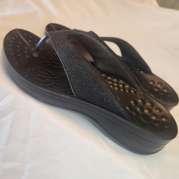 AREOTHOTIC Women's Sparkle Platform Sandals Black Size 7 - Picture 1 of 8